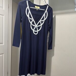 EUC Lilly Pulitzer Navy Blue Dress with White Trim